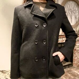 LC Lauren Conrad Peacoat Double Breasted Peacoat Jacket Black Size 4